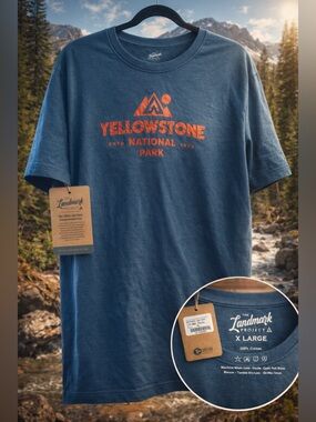 Landmark Project Yellowstone National Park Short Sleeve Tee - Blue